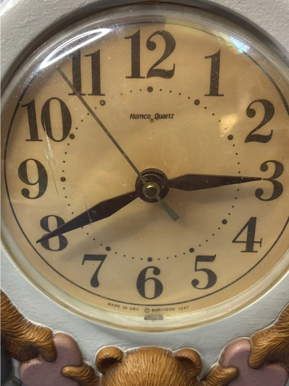 1987 Homco Burwood Teddy Bear Family Quartz Clock